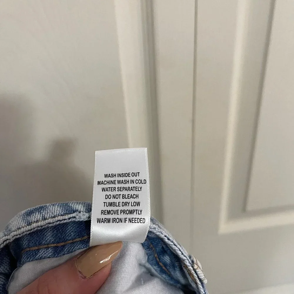 Highway Women's Colorblock Raw Hem Distressed Denim Mini Jean Shirt Size 5/6